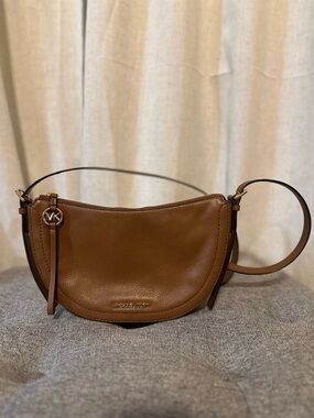 Michael Kors Cognac Leather Crescent Crossbody
